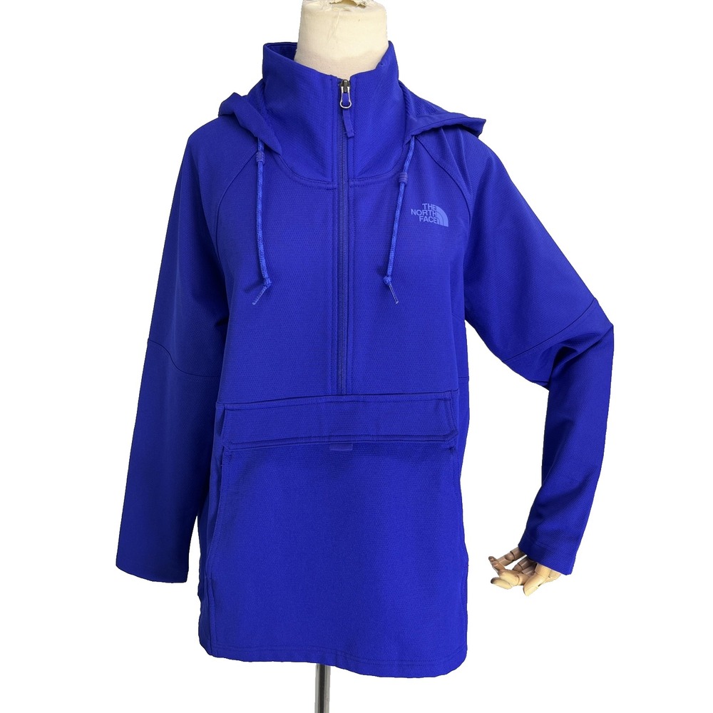 The North Face Womens Blue Anorak Hoodie Jacket Large Kangaroo Pocket Rare
